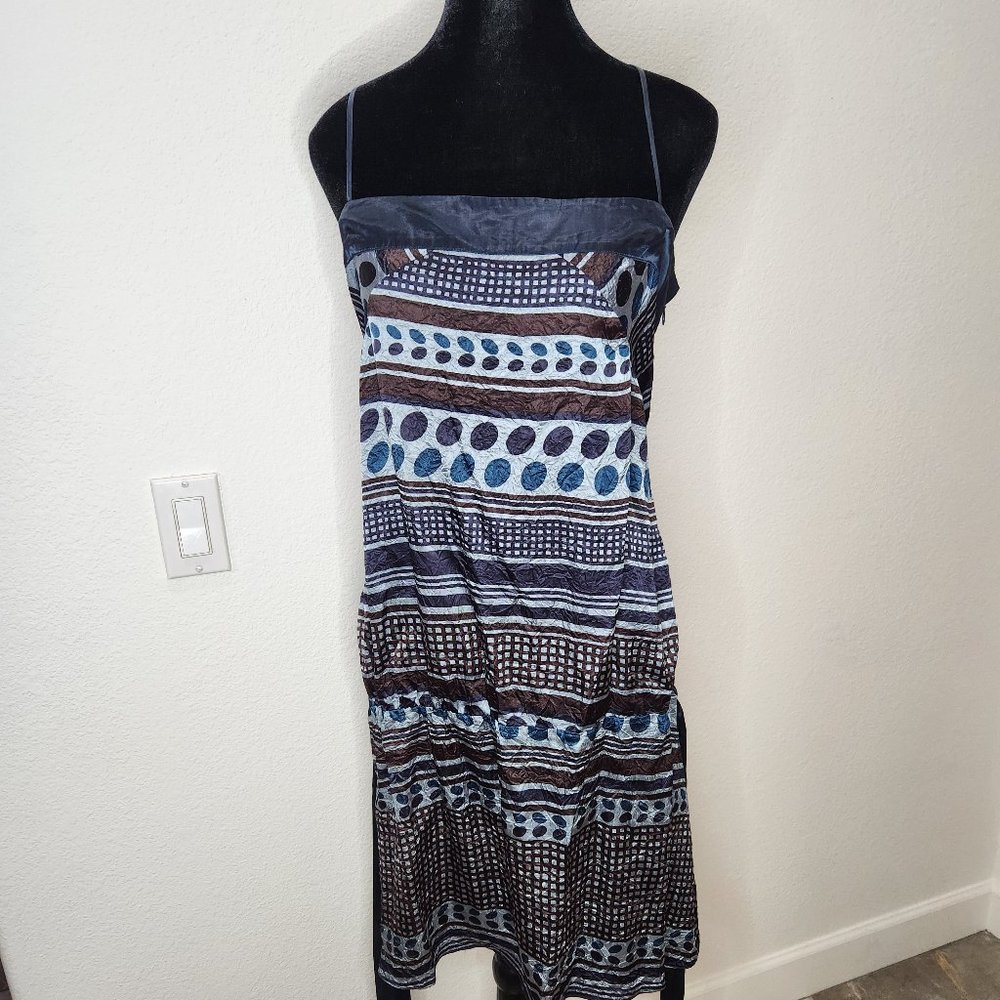 BCBGirls NAVY BLUE BROWN SATIN  DRESS
